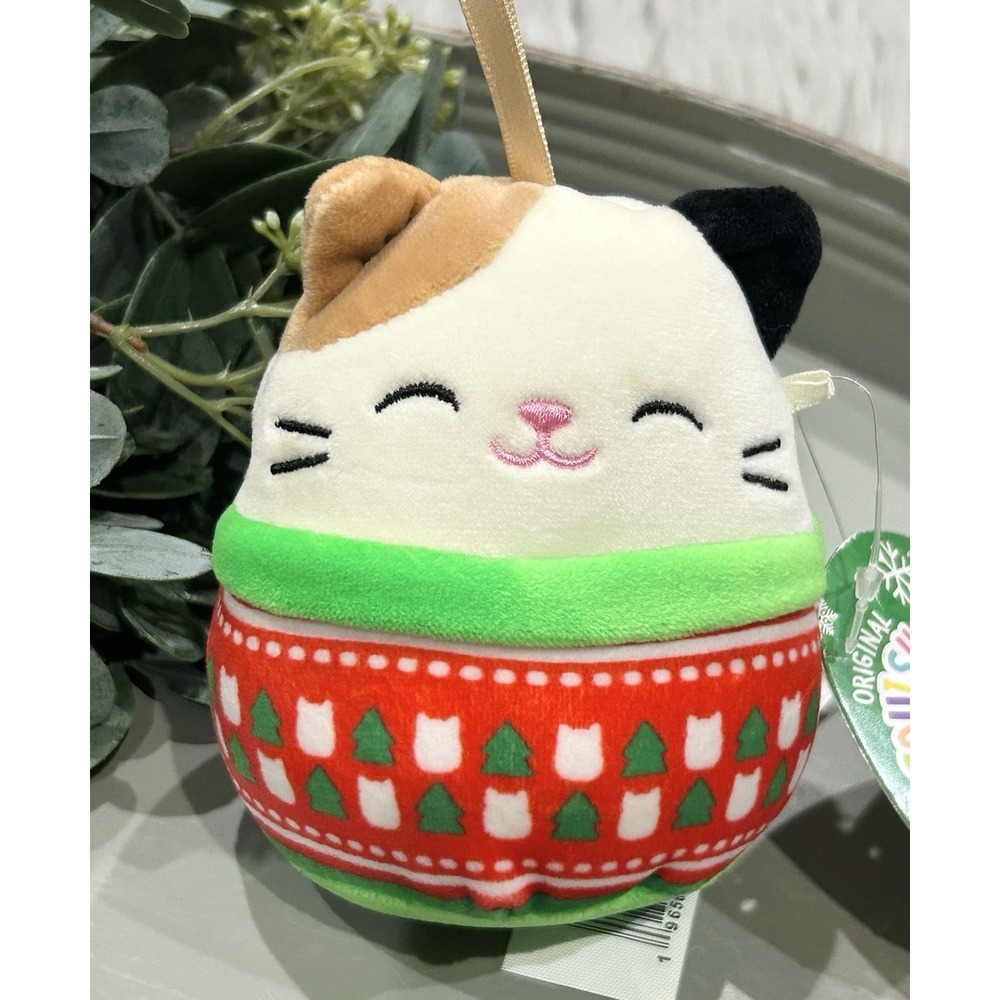 Squishmallows Cam 4" Calico Cat Christmas Holiday Sweater Plush New With Tag